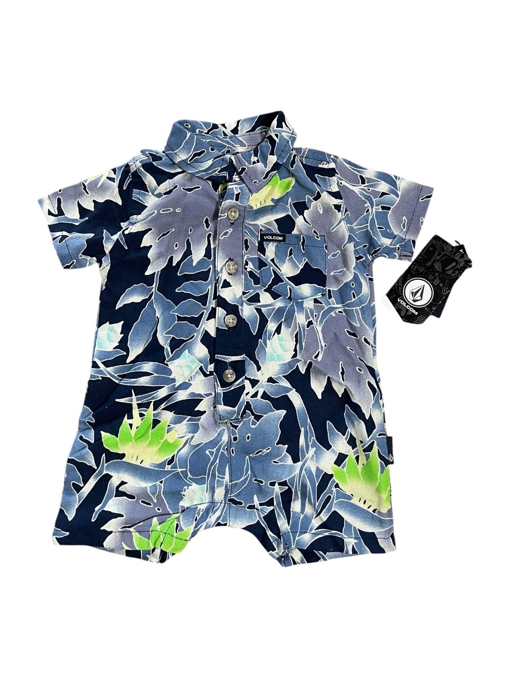 Volcom Baby Boys 6-9 Months Tropical Leaf Print Button-Up J1
